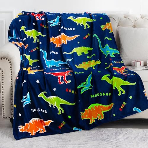 Emilie-Textil Flauschige Kinderdecke, Kuscheldecke mit leuchtenden Motiven wie Einhorn, Dino, Weltraum und Gaming - Weiche Fleecedecke für Mädchen...