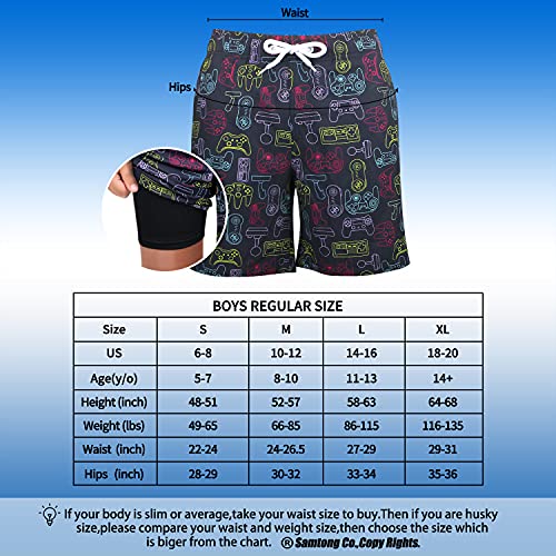 Lucowee Boys Swim Trunks With Boxer Brief Liner Compression 6" Swimming Shorts Stretchy Upf Quick Dry Swimsuit Size 6-20 #TOP6