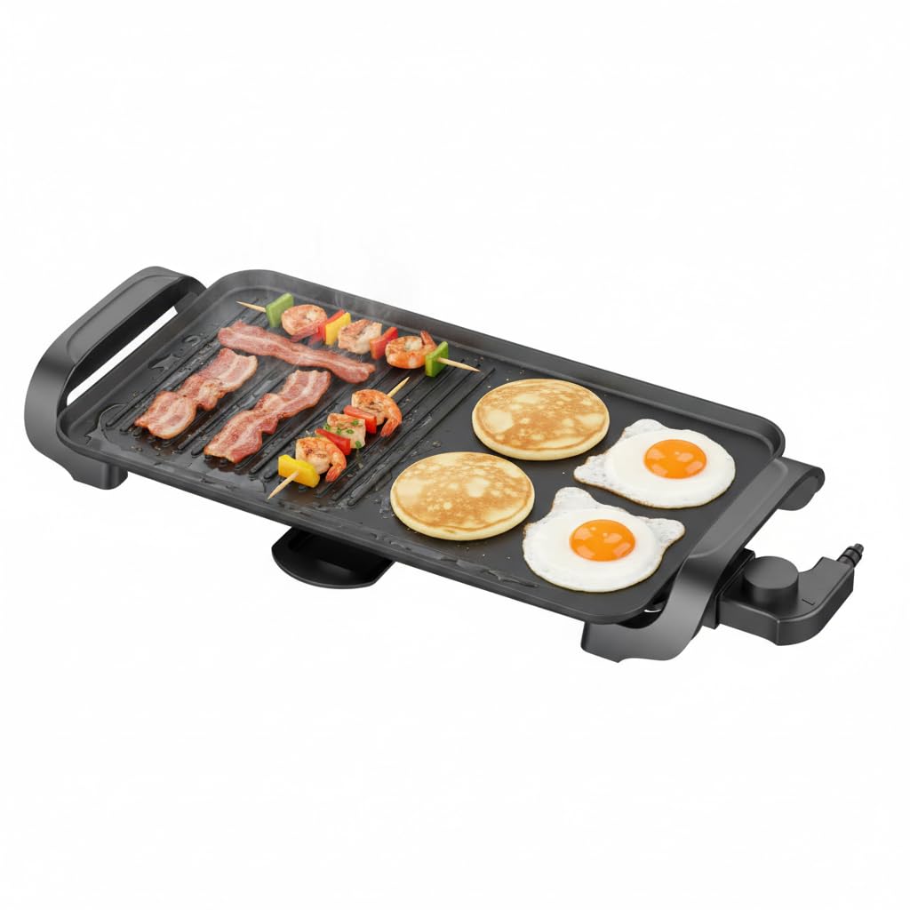 Parrilla Eléctrica con Grill y Plancha, Doble Función, 2200W, Plancha para Asar electrica, Don Feliz
