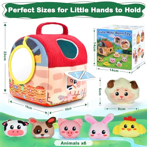 CIOXSOIO Baby Spielzeug 6-12 Monate,Bauernhoftiere & Bauernhof Montessori Sensorisches Spielzeug,Kinder Lernspiele & Motorikspielzeug Weiches Sensorik-Spielset mit Kuscheltieren und Geräuschen