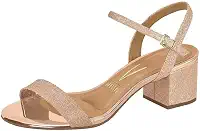 Sandália Feminina Salto Quadrado Glitter Ouro 34 Rosado 6291.900