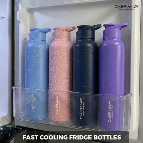 Image of CASPIAN / / / HIke ISI Certified Stainless Steel Water Bottle 1 ltr. (Peach, 1 Litre) | Leak Proof Sipper for Fridge Home Office Travel School Kids Boys Girls Adults Sports Gym Yoga Gift | BPA Free