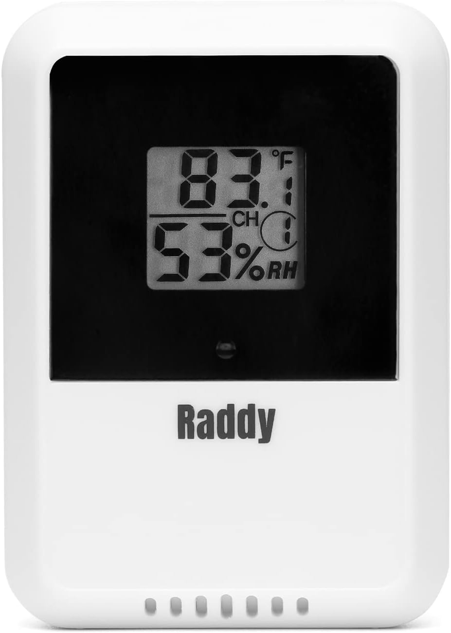 Raddy WF-100C Lite weerstation draadloos binnen buiten met temperatuur, barometrisch, vochtigheid, windmeter, regenmeter, weersvoorspelling, maanzin, wekker voor thuis, tuin