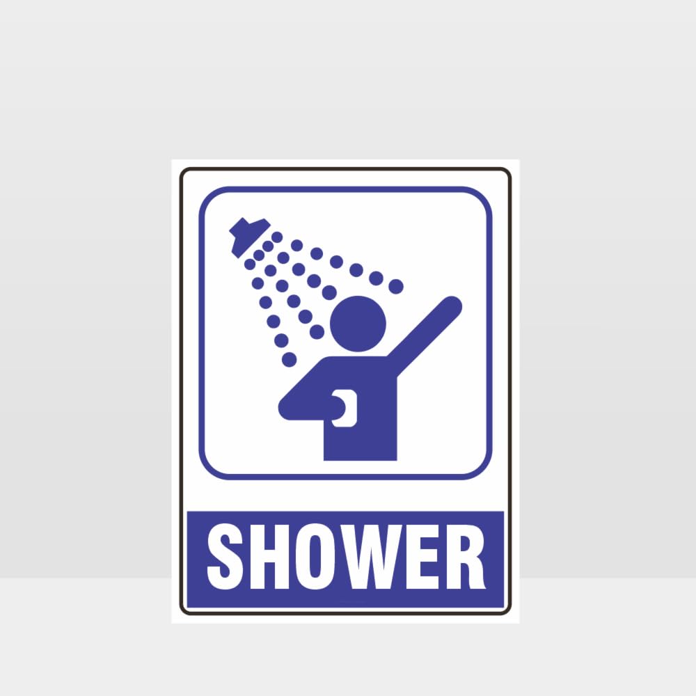 SMAZDFXX Shower Symbol Sign Toilet Signs Metal Tin Signs Safety Caution Sign for Indoor or Outdoor 8"x12"