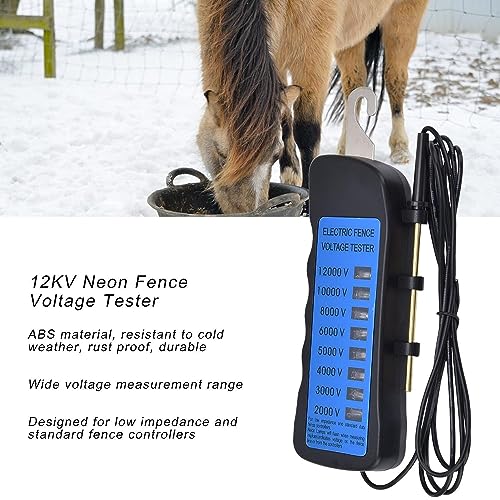 Image of GOTOTOP 12KV Electric Fence Tester Neon Fence Voltage Tester, 2000 to 12000V 8 Neon Indicator Lights Fence Tester for Farms 16.5 x 6 x 2cm