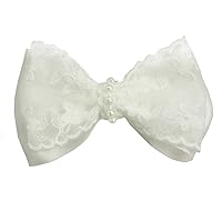 Vista 18 de 1 lazo de pelo blanco de 4 pulgadas para niñas pequeñas, arco de bautizo, accesorios para el cabello (lazo de encaje de algodón blanco con cruz)
