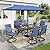 Sophia & William 8 Pieces Outdoor Table and Chairs Set with Umbrella, 6 x Blue Padded Patio Chairs and 59" Metal Dining Table, Patio Set with 13ft Large Patio Umbrella (Navy Blue)