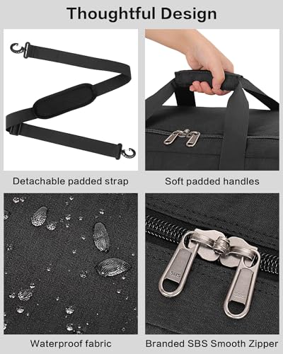 Image of 120L Foldable Large Travel Duffle Bag for Men and Women, Packable Duffel Bags with Shoe Compartment, Water Repellent & Tear Resistant (Black)