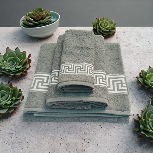 Mercatienda Juego de Toallas de algodón de 500g, Tres Piezas, Suaves y duraderas, Hecho en Portugal baño | Toallas de baño, de Mano y de bidé | Absorbentes Valdivia - Gris Oscuro.