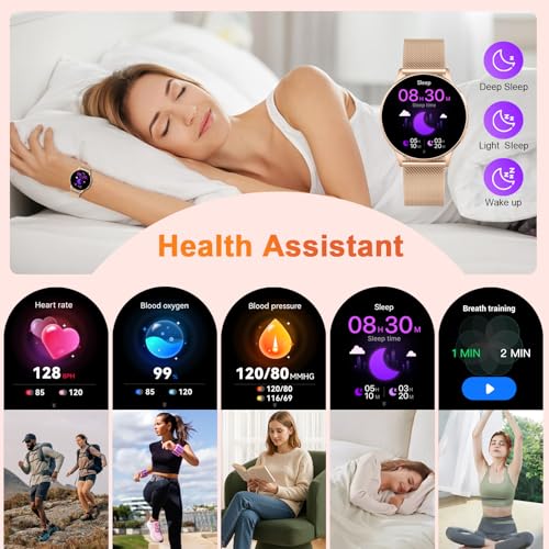 Smart Watches for Women, 1.32" AMOLED Screen, 120+ Sport Mode Fitness Tracker with Heart Rate/SpO2/Sleep Monitor, Bluetooth Call, Cycle Tracker, 7-Day Battery, IP68 Waterproof for iPhone Android, Rose - Image 4