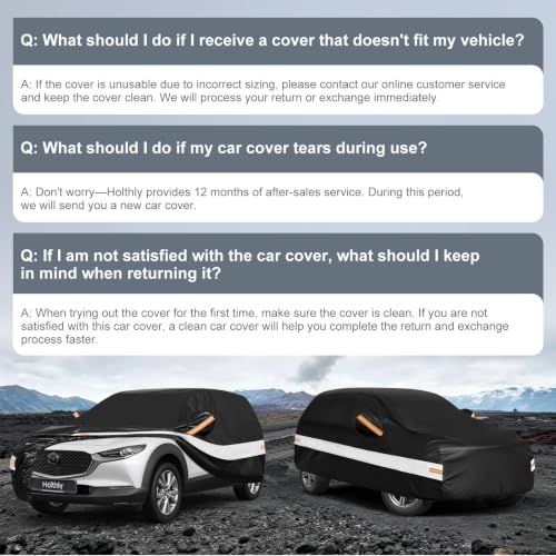 Image of 10 Layers SUV Car Cover Custom Fit for Mazda CX-30 CX-3,(2019-2026), Waterproof All Weather for Automobiles, Outdoor Full Cover Sun Dust Rain Protection with Cotton. Black