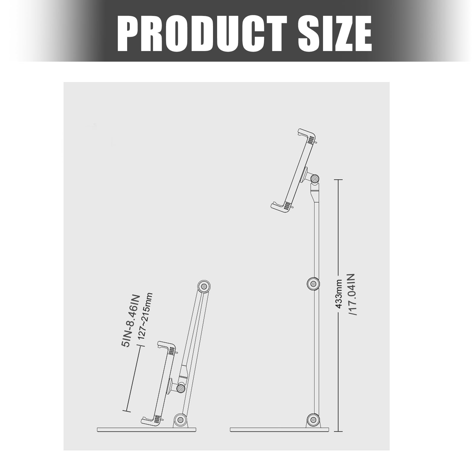 Aluminium-Tablet-Ständer mit 360-Grad-Rotation, rutschfeste Basis für 11,9 - 32,9 cm (4,7–12,9 Zoll) Geräte, Desktop-Tablet-Ständer