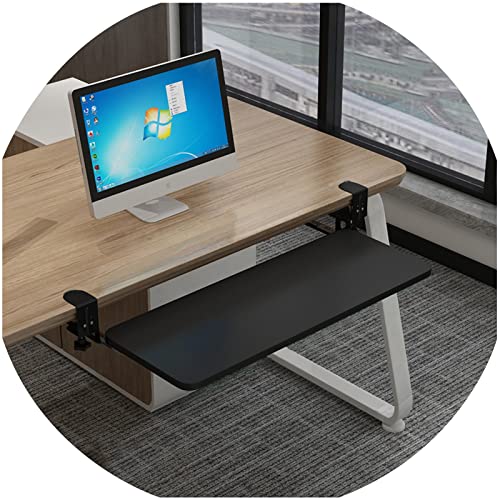 人間工学に基づいた引き出し式キーボードマウストレイ、デスク下の高さ調節可能なキーボード引き出し、目に優しいデザイン、ホームオフィスの設置に最適な省スペースソリューション