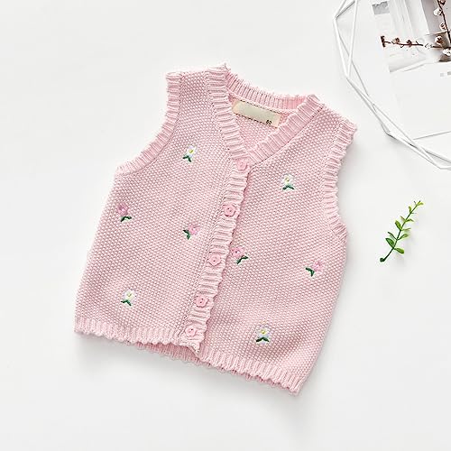 Toddler Baby Girls Knit Cardigan Sweaters Vest Cute Flower Sleevless V Neck Thick Waistcoat Fall Winter Warm Clothes2