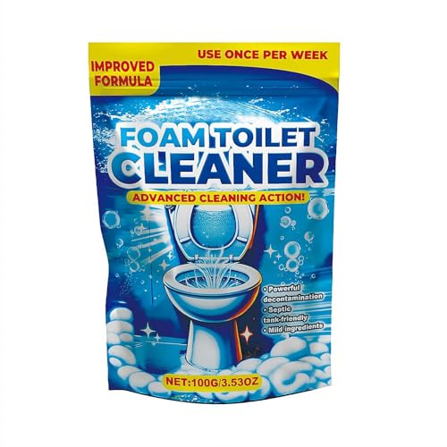 Limpiador de inodoro, limpiador automático de inodoros 2025, polvo autoactivable para baño, limpieza de inodoros, potente espuma profunda y desodorizante (1 unidad)