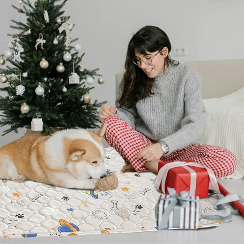 Image of Dog Mats for Floors Waterproof Absorbent and Leakproof Reusable Dog Kennel Pad Washable Pee Pads for Dogs Light Colors 2 Packs (S, 18 inch - 24 inch)
