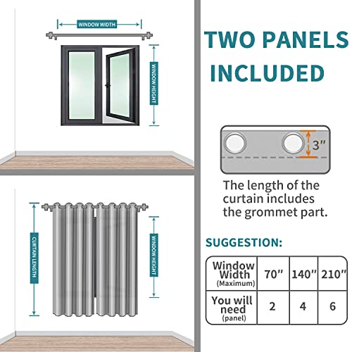 Bgment Room Darkening Curtains 45 Inches Long - Grommet Thermal Insulated Drapes Window Treatment Curtains For Bedroom, 2 Panels, 52 X 45 Inch, Light Grey #TOP5