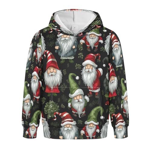 Kids Hoodies Sweaters Christmas Xmas Gnome Dwarfs Hooded Sweatshirts with Big Pockets for Boys Girls B0400441