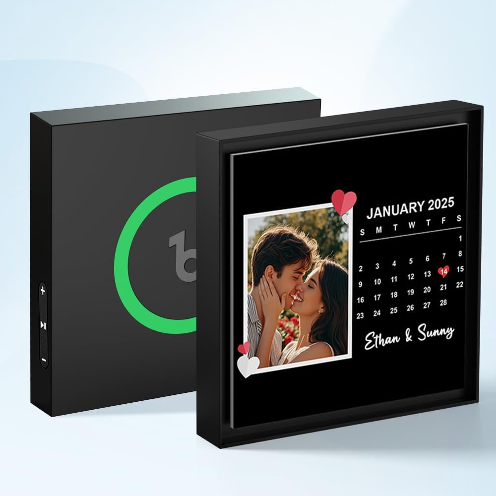 Personalised Music Album Fridge Magnet - Can Play Songs & Adjust Volume - Custom Music Player Refrigerator Magnet with Photo & Picture, Christmas Anniversary Valentine's Day Gifts for Couples Him Her