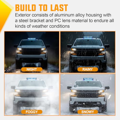 Image of Nilight 12LED Wireless Emergency Strobe Light Blue 14 Inch Magnetic Mount Mini Light Bar 12V Rooftop Powered Hazard Warning Flashing Lights for Car Truck Trailer Snow Plow Construction Vehicles