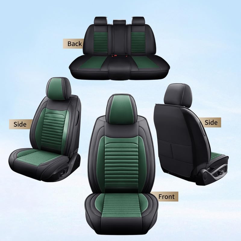 Image of Car Seat Covers Full Set Fit for Pontiac G6 2004-2010, Black&Green