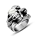 Beydodo Titane Bague pour Homme Biker Griffe de Dragon avec Crâne Skull Argent Noir Anneaux Fantaisie pour Hommes Taille 56.5