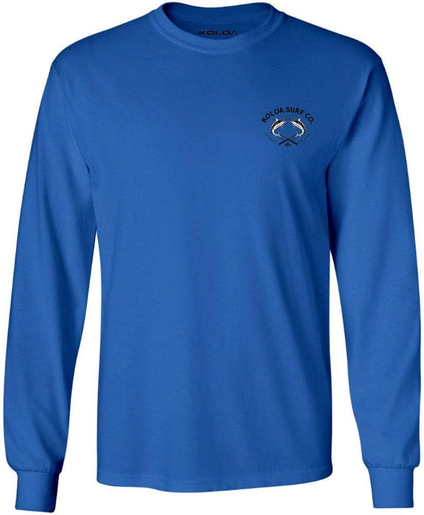Koloa Surf Mens 2 Marlins Logo Long Sleeve Cotton Tee in Reg, Big and Tall