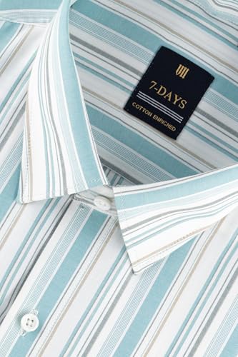 Image of 7-DAYS Men's Premium Striped Formal Shirt - Cotton Rich, Regular Fit, Full Sleeve, with Pocket, Wrinkle Resistant - Stylish Office & Everyday Wear.