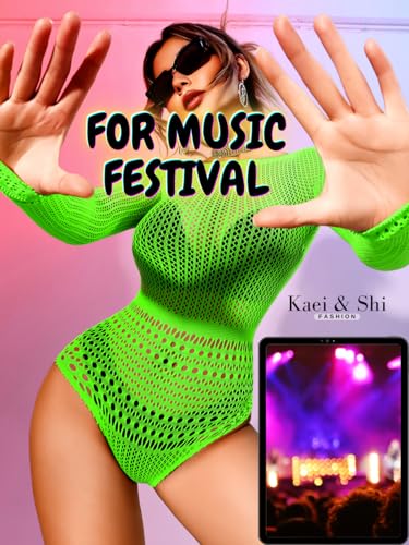 Image of Kaei&Shi Sexy Hollow Rave Outfits, Fishnet Bodysuit Fits US Women Sizes 0-18, Sheer Lace Glow Party Tops Festival Mesh