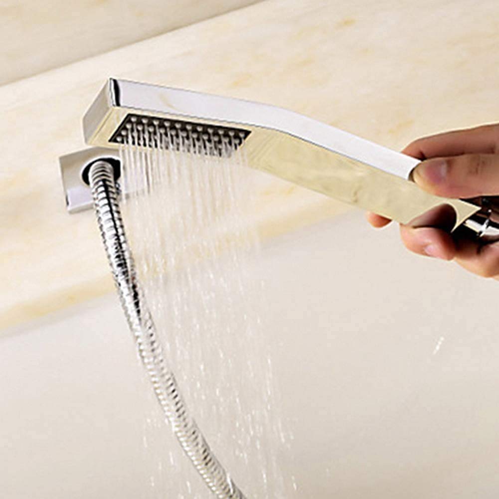 Grifos, grifo de bañera de 4 agujeros, estilo moderno con ducha de mano, cascada, accesorio de baño de latón cromado, grifo cromado para baño, cocina, lavabo a presión