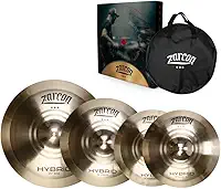 Kit com 3 Pratos de Bateria Zarcon Hybrid Set-C Liga B20 Profissional + Bag