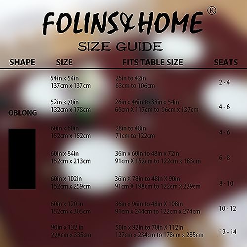 Image of FOLINS&HOME Burgundy Rectangle Waterproof Tablecloth, 60 x 120 Inch | Wrinkle Free Polyester Table Cloths, Spillproof Heavy Duty and Washable Table Cover for Party, Banquet - Rectangular /Oblong
