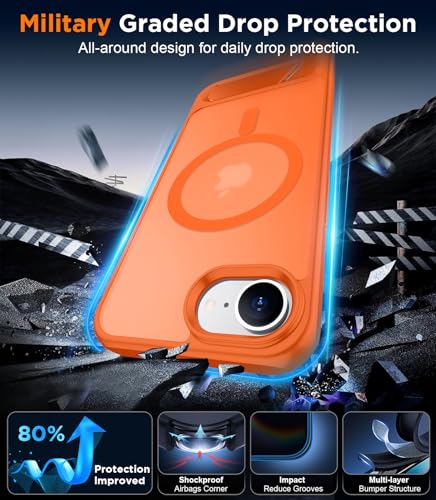 Image of Magnetic Compatible with iPhone 17e Case & iPhone 16e Case,[Built-in Invisible Kickstand][Compatible with MagSafe][Military Grade Shockproof] Slim Translucent Matte Case for iPhone 16e /17e 6.1 inch