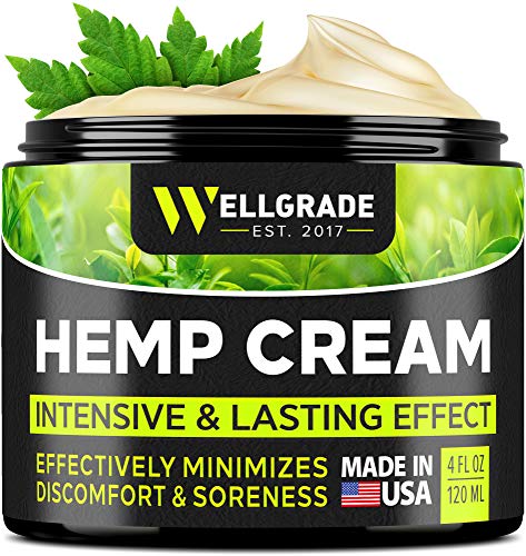 Hemp Cream 4 fl oz - Made in USA - Natural Hemp Extract Cream - for Discomfort in Knees, Joints and Lower Back - Hemp Oil Extract Cream with Arnica, MSM & Menthol
