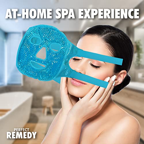 Image of Perfect Remedy Face Ice Pack, Reusable Hot & Cold Ice Face Mask, Gel Compress for Helping with Puffy Eyes and aiding in Conditions of Swelling, Facial Spa Cooling Mask for Women and Men (Blue)