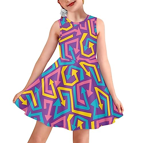 Uasibuni Girls Summer Floral Dress Kids Round Neck Sleevesless Knitted Casual A-Line Dress for 3-16Year