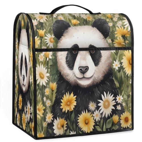 Coffee Maker Cover Cute Panda Flower Kitchen Appliance Covers Small Appliance Covers Blender Cover Juicer Cover Dust Covers for Kitchen Appliances with Top Handle and Pockets,Washable,C733
