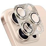 ShinKin Protector de lente de cámara para iPhone 16 Pro/iPhone 16 Pro Max, cubierta de cámara con purpurina con anillo de metal de vidrio templado 9H, protector de cámara para iPhone 16 Pro/16 Pro Max