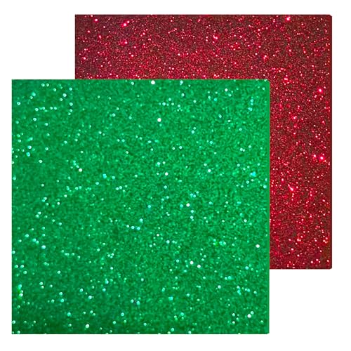 Image of Glitter Acrylic Sheets, Red+Green, 8 inchx8 inch, 2 Pack | 1 /8 in Thick, Cast Sparkly, For Laser Cutting, Engraving, Invitation Blanks