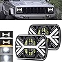 7x6 5x7 LED Headlights,120W Rectangular Headlight with w/DRL Turn Signal Hi/Low Sealed Beam H6054,Headlamps Compatible with Jeep Cherokee XJ Wrangler YJ Ford Chevy GMC Toyota Nissan