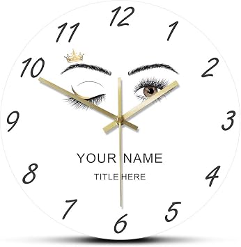 The Geeky Days Eyelashes Extensions Beauty Salon Studio Custom Wall Clock Lashes Girl Girls Wink Eye Crown Eyebrows Makeup Art Personalized Printed Watch