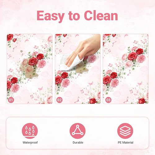 Image of Childom 3 Pack Mothers Day Decorations,Mothers Day Tablecloth,54 inch x 108 inch Disposable Plastic Table Cloth for Rectangle,Pink Table Cover for Mom Birthday,Party Supplies,Home,Dinner,Indoor,Outside