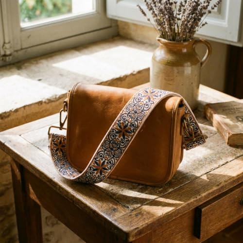 Image of Flower Purse Strap Replacement Embroidery Crossbody Shoulder Strap for Handbag Canvas Purse Extender Accessories