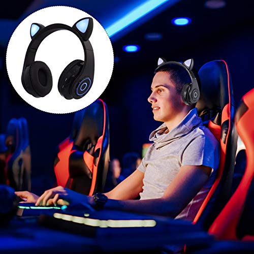 Lurrose Recarregável Fio Gaming Headset AUX IN Dobrável Sobre A Orelha Fone De Ouvido Fone de Ouvido