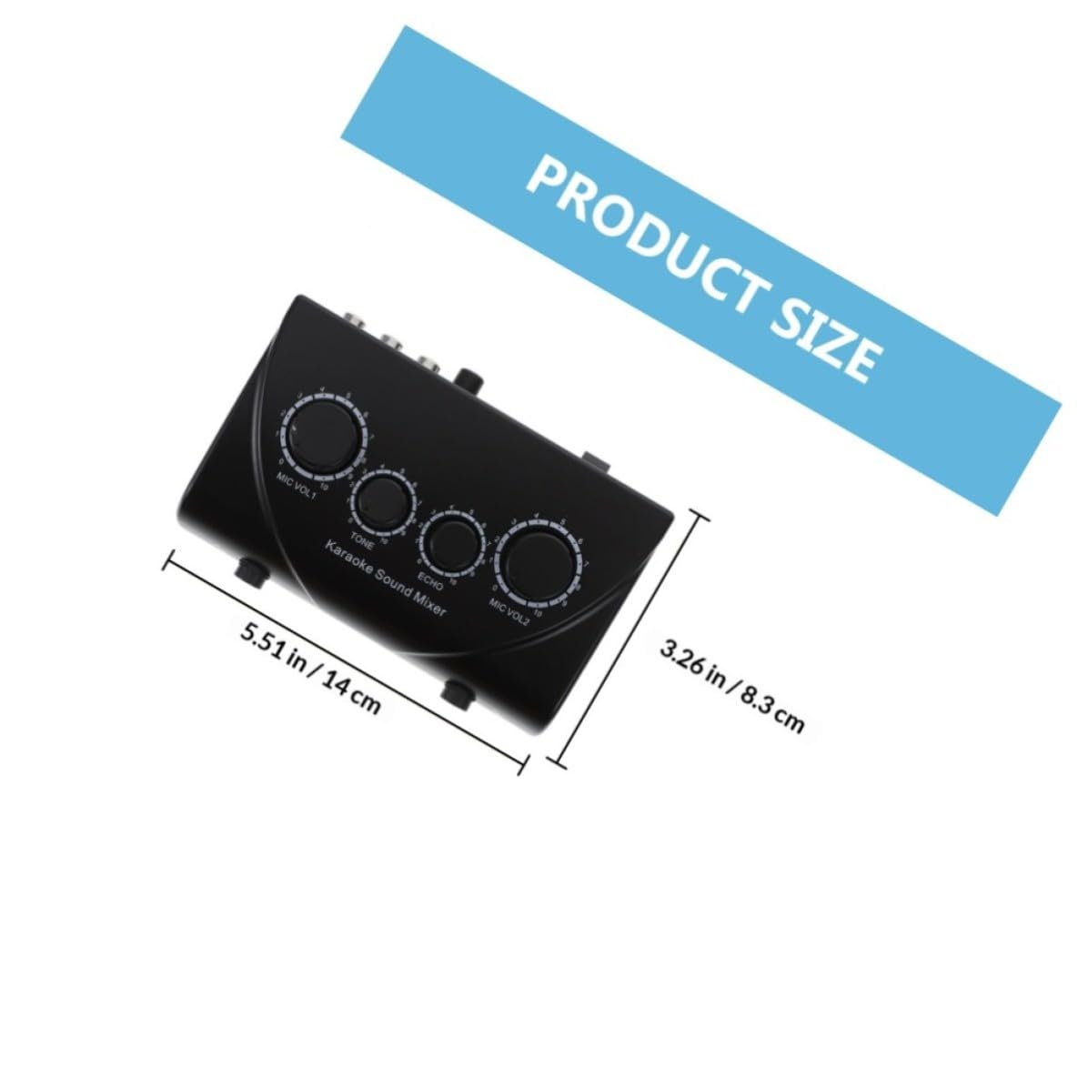 POPETPOP Mélangeur de Karaoké Professionnel Matériel Abs Noir avec Double Entrée Microphone et Câble, Système de Mixage Audio et Composants Électroniques pour Scènes et Familles