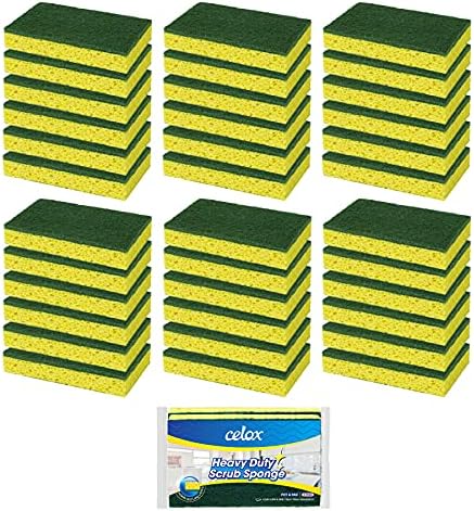 CELOX 36 Pack Dish Sponge for Kitchen, Dual Sided Scrub Sponge Heavy Duty, Non-Scratch Sponges Perfect for Kitchen Dishwashing and Household Cleaning, Highly Absorbent and Easy to Dry for Reuse