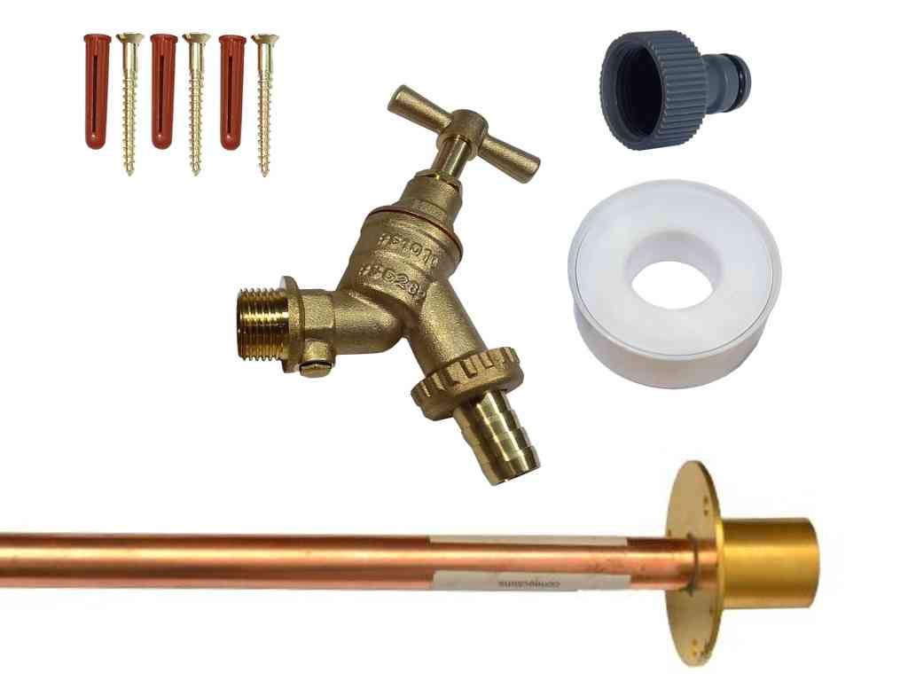 Outside Tap Kit With Double Check Valve,Through Wall Pipe / Flange, Hose Fitting