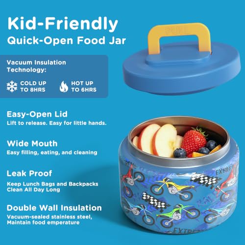 Image of JXXM Bento Lunch Box for Kids With 8oz Soup thermo,Leak-proof Lunch Containers with 5 Compartment,thermo Food Jar and Lunch Bag, Food Containers for School (A-Blue(Extreme Locomotive))