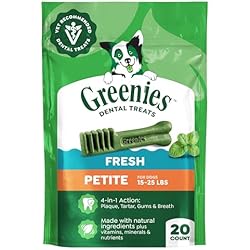 Greenies Veterinarian-Recommended Adult Natural Dental Dog Treats Petite Size, Fresh Flavor, 12 oz. Pack, 20 Count