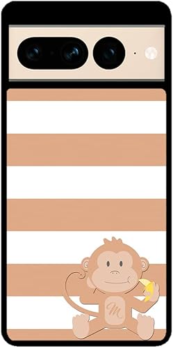 Brown White Monkey Personalized Black Rubber Phone Case Compatible With Google Pixel 10, 10 Pro, 10 Pro XL, 9a, 9 Pro, Pixel 9, Pixel 9 Pro XL, 8a, disponible en Yaxa Guatemala